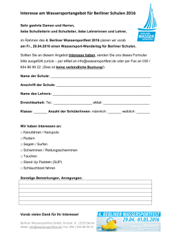 Interesse am Wassersportangebot f&uuml;r Berliner Schulen 2016