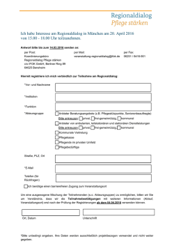 Ich habe Interesse am Regionaldialog in M&uuml;nchen am 20. April