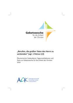 Heft mit allen offiziellen Texten zur Gebetswoche 2016