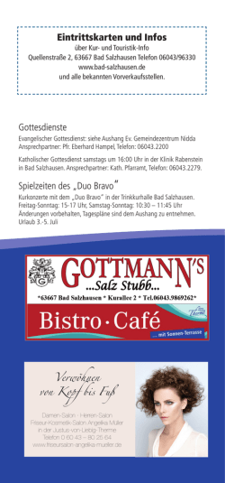 Gottesdienste Spielzeiten des &bdquo;Duo Bravo&ldquo;