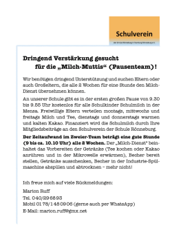 Dringend Verst&auml;rkung gesucht f&uuml;r die &bdquo;Milch