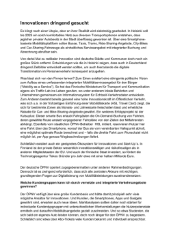 Innovationen dringend gesucht
