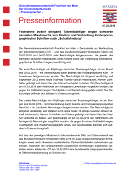 Festnahme zweier dringend Tatverd&auml;chtiger wegen schweren