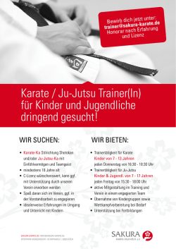 karate / Ju-Jutsu trainer(in) für kinder und Jugendliche dringend