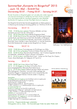 Sommerfest „Konzerte im Bürgerhof“ 2015 ...zum 10. Mal – Eintritt frei