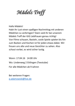 Hallo M&auml;dels! - KjG Liebfrauen Ettlingen