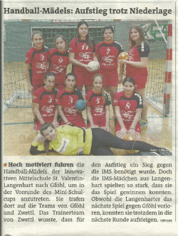 Handball&mdash;M&auml;dels: Aufstieg_trotz Niederlage - IMS
