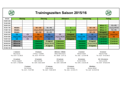 Trainingszeiten Saison 2015/16