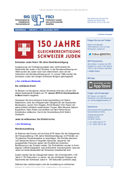 NEWSMAIL - 109/2015 – 11. November 2015 Schweizer Juden