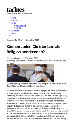 Können Juden Christentum als Religion anerkennen?