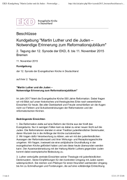 EKD: Kundgebung "Martin Luther und die Juden – Notwendige