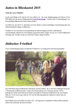 Juden in Blieskastel 2015 - Geschwister Scholl Schule Blieskastel