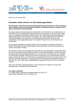 Schweizer Juden warnen vor Durchsetzungsinitiative
