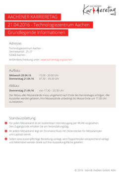 grundlegende Informationen Aachener Karrieretag 2016