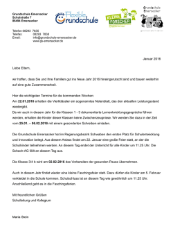 Januar 2016 Liebe Eltern, wir hoffen, dass Sie und Ihre Familien gut