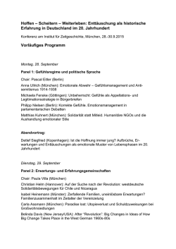 Hoffen &ndash; Scheitern &ndash; Weiterleben: Entt&auml;uschung als historische