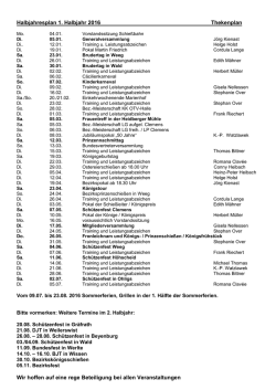 Halbjahresplan 1. Halbjahr 2016 Thekenplan Wir hoffen auf eine