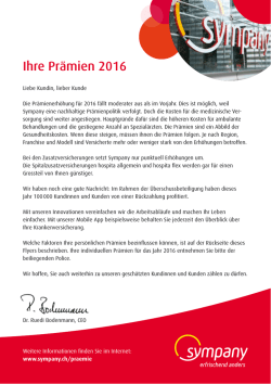 Ihre Pr&auml;mien 2016