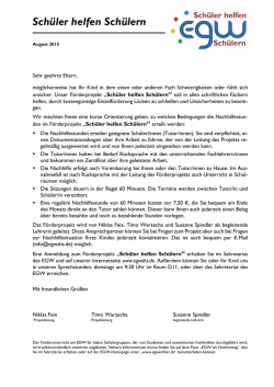 Förderprojekt Schüler helfen Schülern