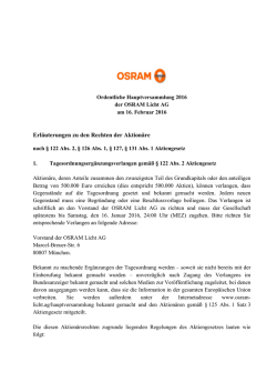 Erläuterungen zu den Rechten der Aktionäre