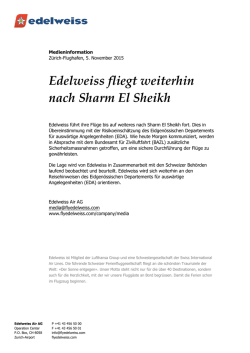 Edelweiss fliegt weiterhin nach Sharm El Sheikh