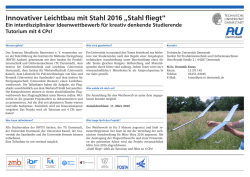 Innovativer Leichtbau mit Stahl 2016 &bdquo;Stahl fliegt&ldquo;