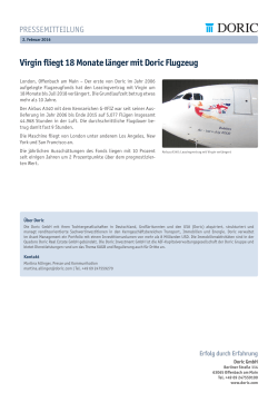 Virgin fliegt 18 Monate länger mit Doric Flugzeug