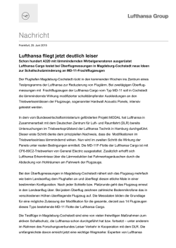 Lufthansa fliegt jetzt deutlich leiser