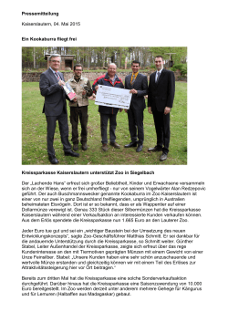 Pressemitteilung Kaiserslautern, 04. Mai 2015 Ein Kookaburra fliegt