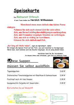Speisekarte - Restaurant Stilbruch