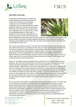 IHRE HOHEIT ALOE VERA Aromatherapie Festival „Apsyrtides