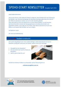ist die letzte Newsletterausgabe als Leseprobe