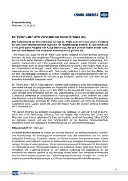 Dr. Peter Laier wird Vorstand der Knorr