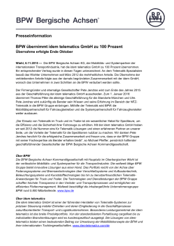 Presseinformation BPW übernimmt idem telematics GmbH zu 100
