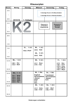 Klausurplan K2 erstes Halbjahr