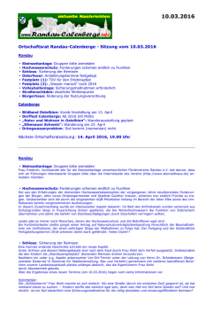 Ortschaftsrat Randau-Calenberge - Sitzung vom 10.03