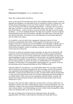 Juli Zeh Dankrede der Preisträgerin (so wie sie gehalten wurde