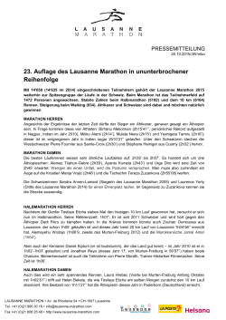 23. Auflage des Lausanne Marathon in ununterbrochener Reihenfolge