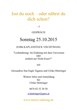 Isst du noch &ndash; oder n&auml;hrst du dich schon? Sonntag 25.10.2015