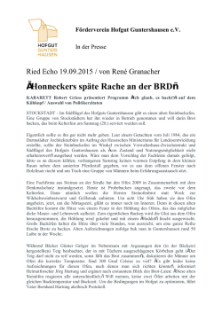 Honneckers sp&auml;te Rache an der BRD