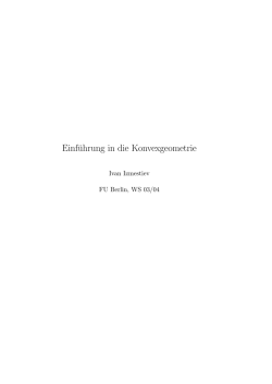Einf&uuml;hrung in die Konvexgeometrie