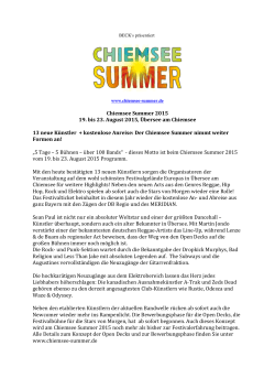 Chiemsee Summer 2015 19. bis 23. August 2015, Übersee am