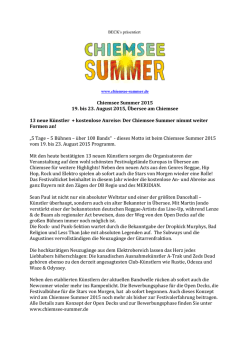 Chiemsee Summer 2015 19. bis 23. August 2015, Übersee am