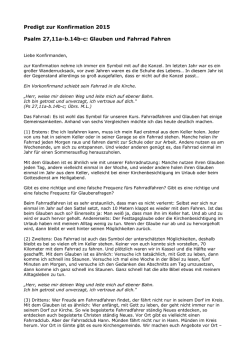 Predigt zur Konfirmation 2015 Psalm 27,11a-b.14b