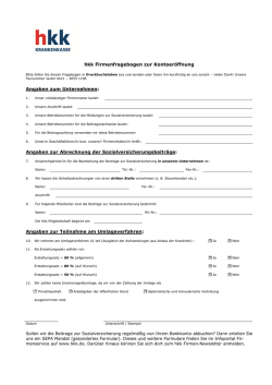 hkk Firmenfragebogen zur Kontoer&ouml;ffnung Angaben zum