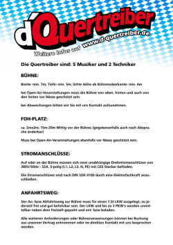 Die Quertreiber sind: 5 Musiker und 2 Techniker BÜHNE: FOH