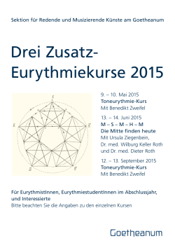 Drei Zusatz- Eurythmiekurse 2015