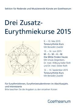 Drei Zusatz- Eurythmiekurse 2015