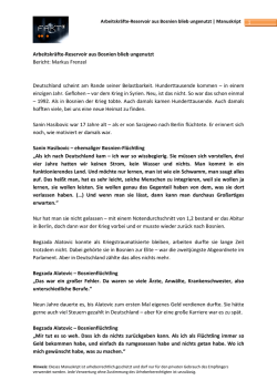 Arbeitskr&auml;fte-Reservoir aus Bosnien blieb ungenutzt Bericht: Markus