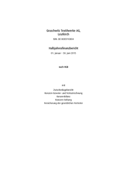 Halbjahresfinanzbericht zum 30. Juni 2015